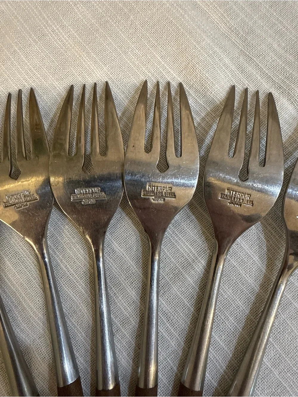 Interpur Japan MCM INR2 Salad Forks Hearts Scrolls Wood Handles Set of 6